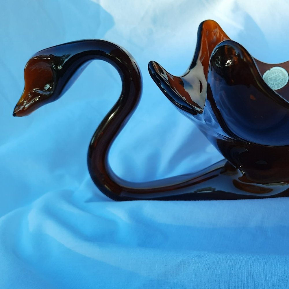 1960s Hand-Blown Sooner Glass Swan Vase